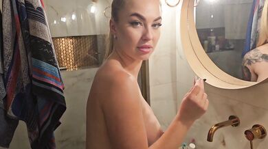 Oops Blonde MILF Bathroom Suck Cock Face Cum Destroyed Blast
