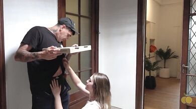 Blonde Cuck Wife Destroyed Gushing on Pizza Mans Big Cock Hubby Blind
