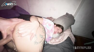 Stepbro Fingers Destroy Pawg Ana's Huge Inked Latina Ass Then Rams Big Cock Balls Deep