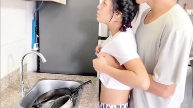 Stepbro Big Dick Destroys Stepsis Kitchen Shaved Pussy Gush
