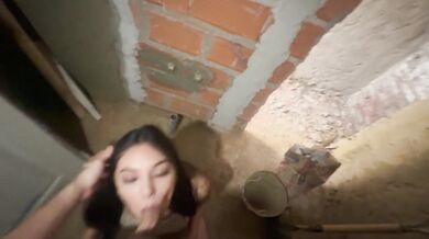 Hot Latina Housewife Gags Bricklayer with Gushing Throat Reward