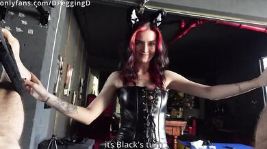 Petite Russian Femdom Pegs Big Ass Slave He Cums Gushing All Over