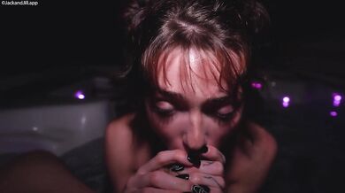 Tiny Shrooms Q Gushed Choked on Jack Palmer Huge Cock Hottub Destroy