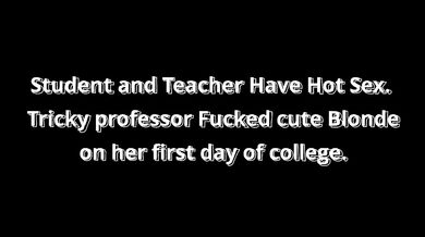 Tricky Prof Destroys Cute Blonde Student Gushing Cum Shower Fuck