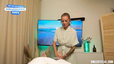 Shy Blonde Masseuse Chokes Deep on Big Cock Cheating Wife Gushes
