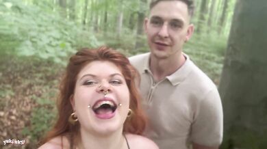 Huge Cock Fan Ravages Hairy Redhead Pussy Public Forest Pound