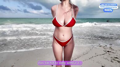 Big Tits Neighbor Begs Beach Favor Ends Creampie Wrecked