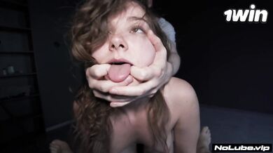 Petite Submissive Brunette Strapon Chokes Threesome Dudes Destroyed