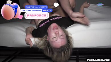Blonde Fucktoy Begs More Choked Gushed in Extreme 3Way Creampie