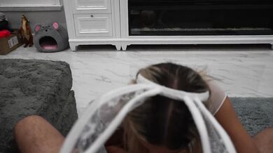 Slutty 18yo Easter Bunny Gags Big Dick Earns Messy Facial Blast