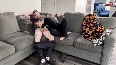 Horny MILF Wife Couch Fucks Hubby Gushing Squirt Cum Tits Destroyed