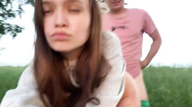 Destroyed Best Friends Hot GF Doggystyle Forest Cum Legs While He Tents