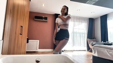 Tall Brunette Teen Waitress Soaked Clothed Railed POV Cum Blast