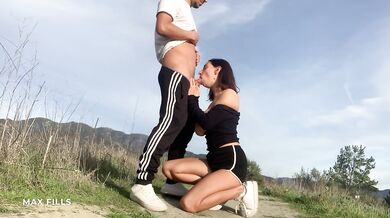 Big hard cock stuffs dream girl’s tight pussy outdoors
