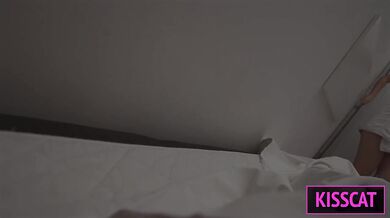 Step mom’s tight pussy gets face fucked till cum surprise in one bed hotel