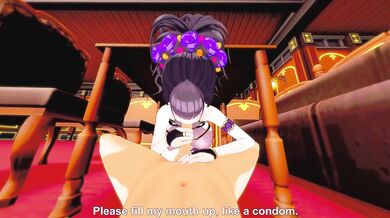 Murasaki Shikibu gags on Fate/Grand Order studs creampie