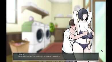 Hinata begged his fingers in her massive tits and begged for more