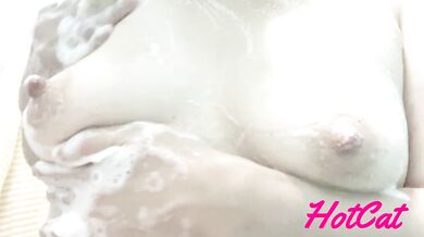 Japanese girly soap suds squirt her dripping soapy shower mess