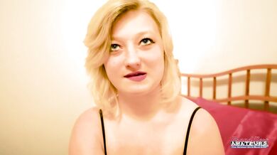 Sloppy oral on audition day sends busty blonde’s soft core into thick cum flood