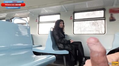 Stranger gasped as my cock flashed on the train her mouth watered for cum