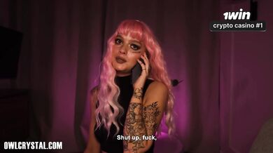 Alt girl chokes on thick cock getting facial while paying his debt with wet lips