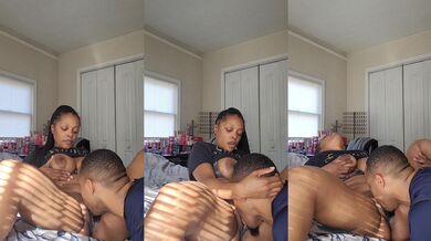 Ebony MILF's pussy drips as I devour her before gym