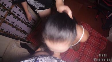 Kinky inked girl got throat fucked took her massive facial