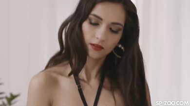 Slender Moona teases her big cock lover in tight lingerie