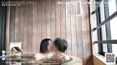 Japanese hot spring wife gets oral pleasure and roasted blasting later