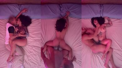 Late night rough love with horny tattooed big dick couple