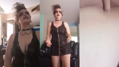 Goth girl's POV moaning feet pleasuring herself alone