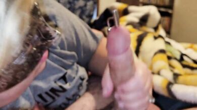 Pregnant wife deep throats her big cock till creamy oral explosion