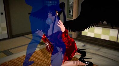 Nyotengu takes the big blue inch till her socks melt