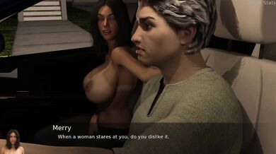 Anime cartoon busty milf wife flashes nipples in public videogame cumshot