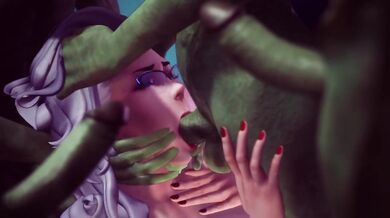 Monsters fuck the anime waifus until their big cocks bulge