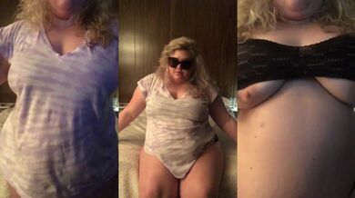 Chubby milf in sexy lingerie whipping her curves