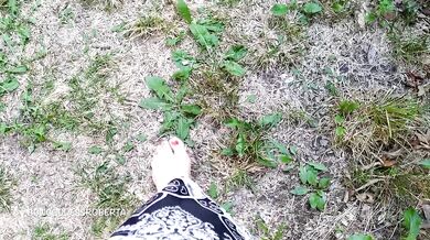 Barefoot teasing in public while I show you my grimy soles