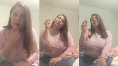 Redhead teen smokes deep thick tits on camera
