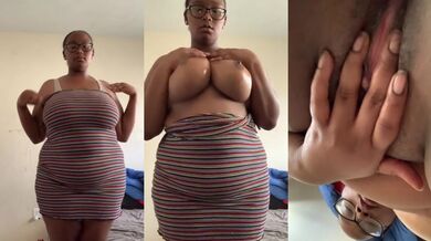 Ebony BBW Strips After Work Massage Solo Masturbation Session