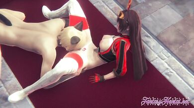 Genshing Impact Amber's Cosplay Creampie in the Cathedral