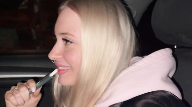 Smooth sweet blonde takes a cock while driving the highway