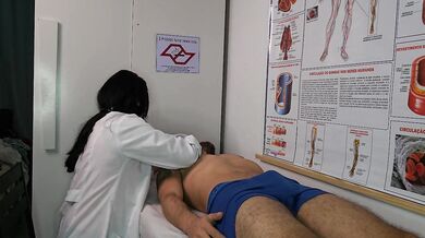 The nurse’s touch got his big cock throbbing hard in the hospital