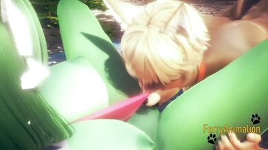 Gardevoir and Eevee furry yiff creampie in 3D hentai