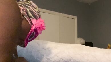 Big ebony BBW rode reverse cum dripping POV