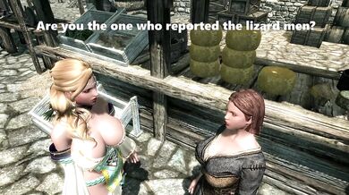 Princess Andrea seduced and ganged banged by rough Argonian studs in Skyrim mod