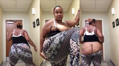 Bbw redbone twerks soaking wet in the public bathroom