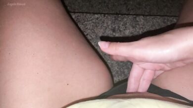 POV Teen masturbates on steps when parents get home she can't stop fingering herself