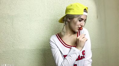 Horny schoolgirl teases her classmate and cums all over tiny hands big tits