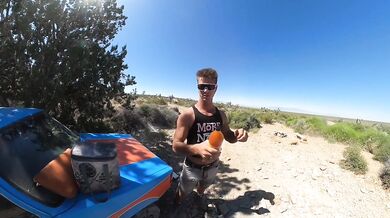 Big Cock Slams Big Tits on VW Rabbit Hood Naked Hot Springs Pound