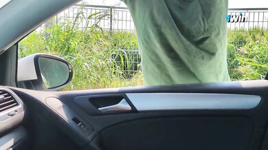 Prof MILF Jerks Stranger Big Dick Gushing Cumshot Car Domination